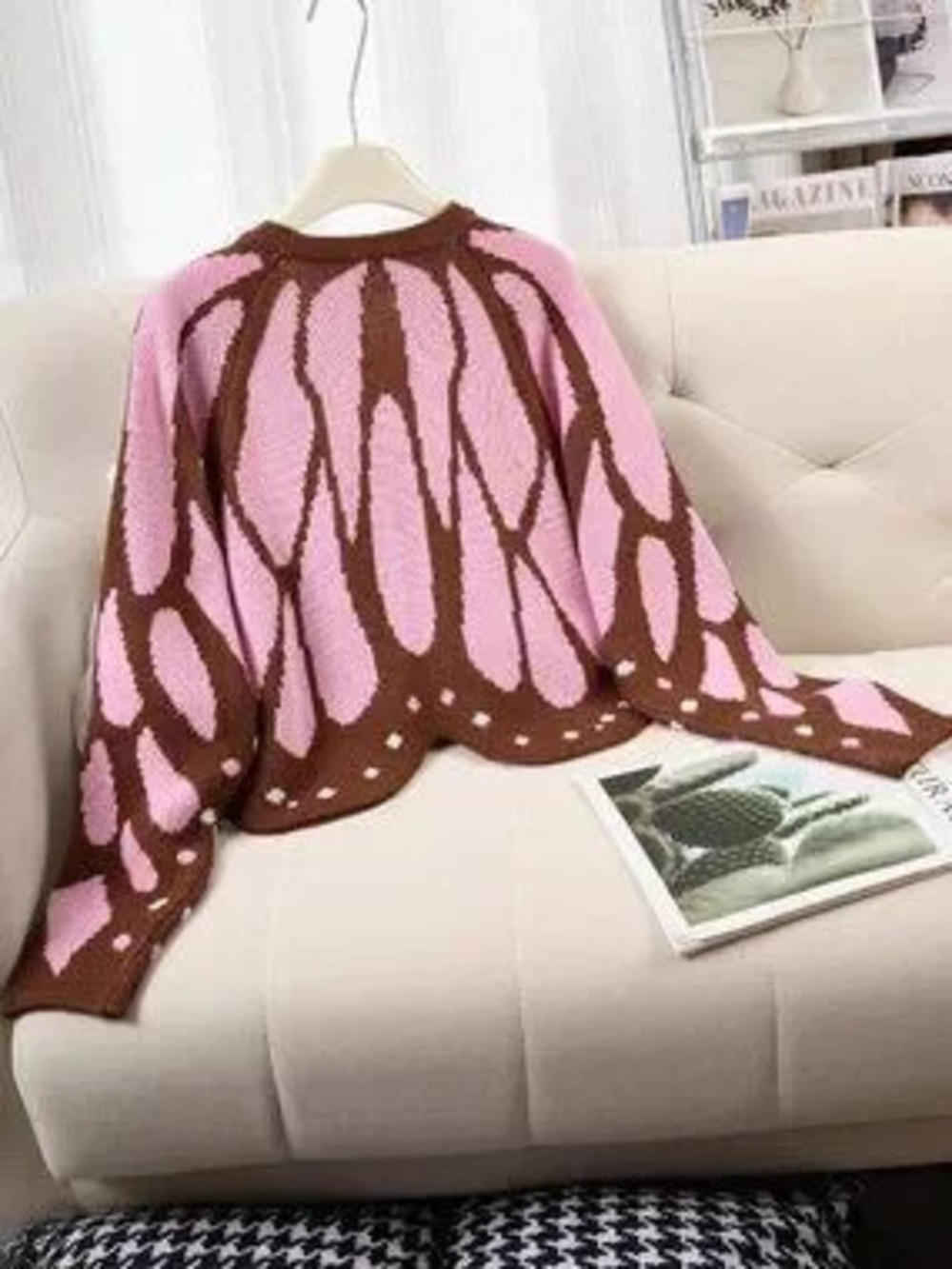 ZARA Multicolor Casual Women's Butterfly Cape Knit Cardigan with Batwing Sleeves